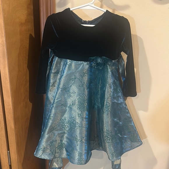 Bonnie Jean Other - Bonnie Jean Velvet and Floral Kids Dress - Black and Blue